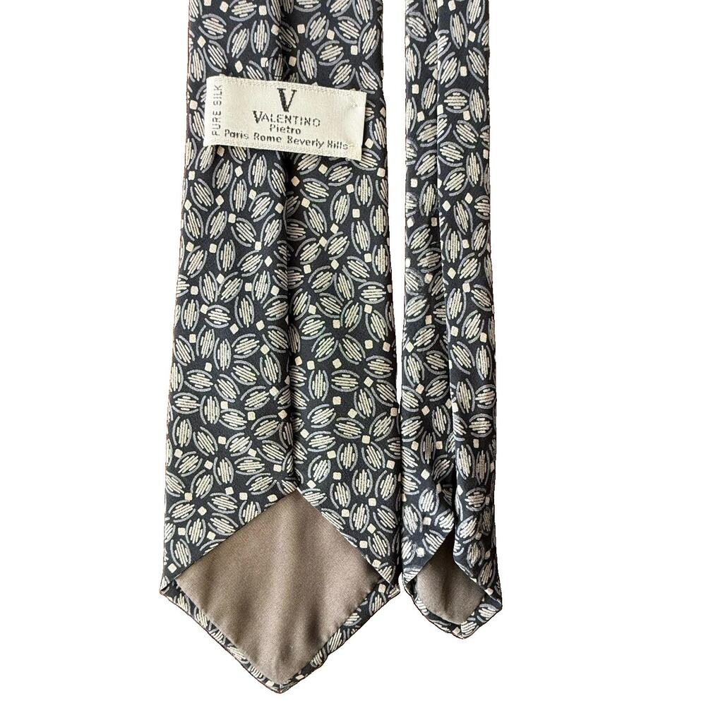 Valentino Garavani Gray Abstract Neat Pattern Silk Tie Made in Italy Designer - Picture 11 of 13